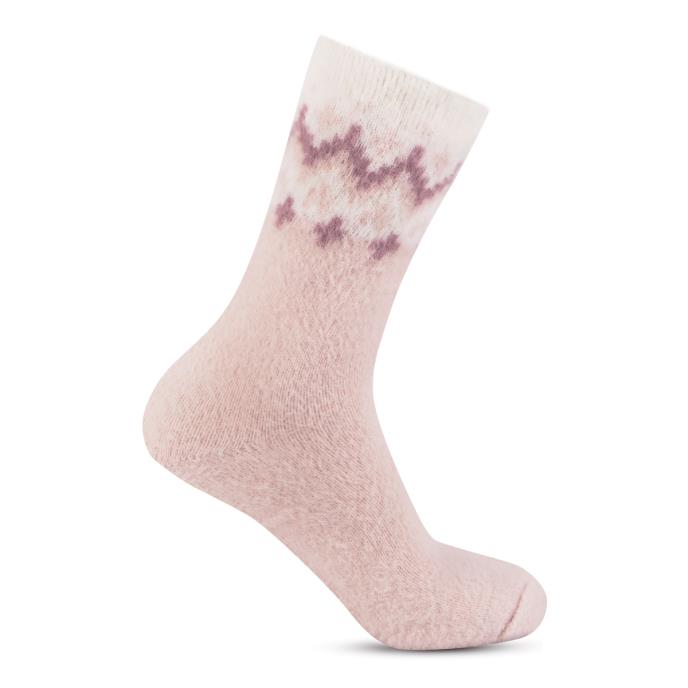 totes toasties® Ladies Fair Isle & Chenille Supersoft Bed Socks (Twin Pack) Fairisle / Dusky Pink Extra Image 5